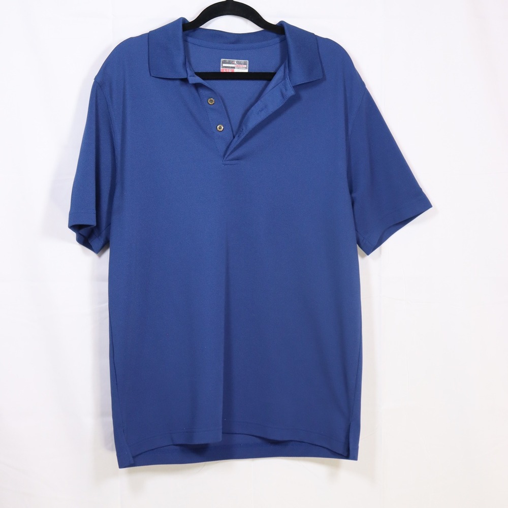 Grand Slam Performance Polo Shirt Mens Large Blue Short Sleeve Golf Athletic Tee
